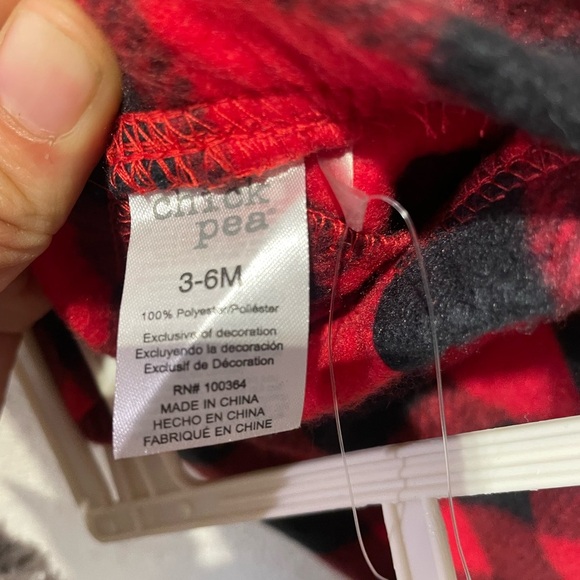 Chick Pea Infants 3 Piece Christmas Set 6-9 Months Bear Buffalo Plaid Winter - Picture 8 of 8